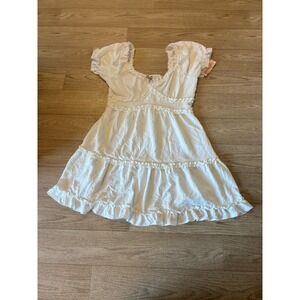 Inspired Hearts White Babydoll Dress Puff Sleeve Ruffle Tiered Mini XL NEW